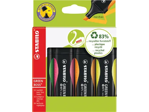 Markeerstift Stabilo Boss Green Assorti 4Stuks