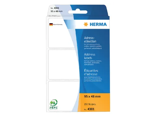 HERMA 4301 Adresetiketten voor Schrijfmachines Leporello 95x48mm 250st