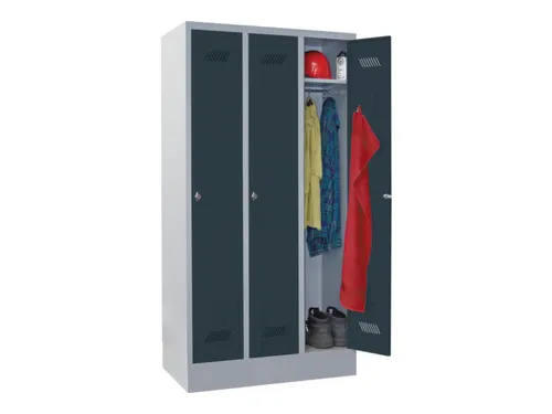 locker,HxBxD 1850x900x500mm,3vak,vak B 300mm,RAL7035,front RAL7016