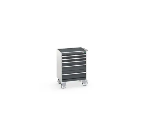 ladekast verrijdbaar 880x650x525mm 5laden romp RAL7035 front RAL7016