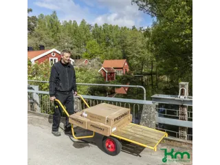 handtrekwagen,draagverm. 400kg,laadvl. LxB 1650x615mm,houtplaat,geel - 2