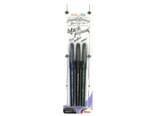 Brushpen Pentel XSESP15 zwart blister à 3 stuks