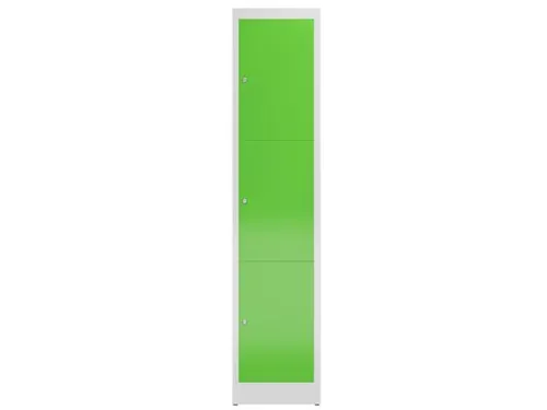Lockerkast 1800x415x500mm 1x3 vakken cilinderslot, sokkel, RAL6018
