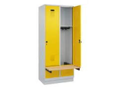 locker met bank,HxBxD 1950x800x815mm,2vak,vak B 400mm,draaigrendel