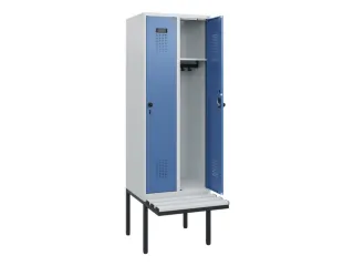 locker met bank,HxBxD 1950x600x815mm,2vak,vak B 300mm,draaigrendel - 1