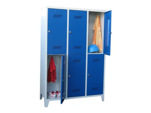 dubbeldekse locker,HxBxD 1850x1200x500mm,3x2vak.,RAL7035,front RAL5010