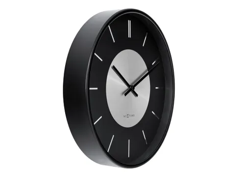 Wandklok NeXtime Retro II 25cm zwart/zilver metaal