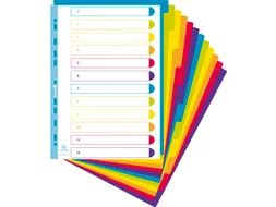 Tabbladen A4+ PP Assorti Campus Doorschijnend 12-Delig 11-Gaats