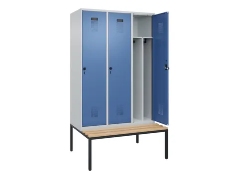 locker met bank,voor scheiding van kleding,HxBxD 2120x1200x815mm,3vak