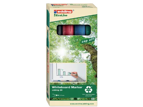 Viltstift Edding 29 Whiteboard EcoLine Schuin Assorti 1.5-5mm 4 Stuks