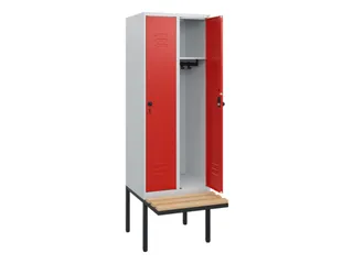 locker met bank,HxBxD 1950x600x815mm,2vak,vak B 300mm,draaigrendel - 2