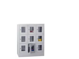 lockerkast,HxBxD 1187x900x500mm,3x3vakken,RAL7035,front RAL6011