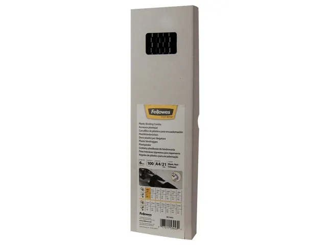 Bindrug Fellowes 6mm 21-rings A4 zwart 100stuks
