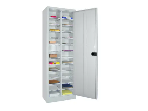 Postsorteerkast 1950x640x400mm 2x13vakken 1deur Ral7035 Front Ral7035