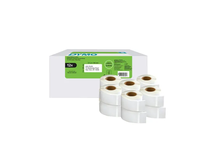 Etiket Dymo LabelWriter adressering 25x54mm 12 rollen á 500 stuks wit