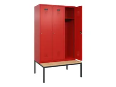 locker met bank,HxBxD 2120x1200x815mm,3vak,vak B 400mm,cilinderslot