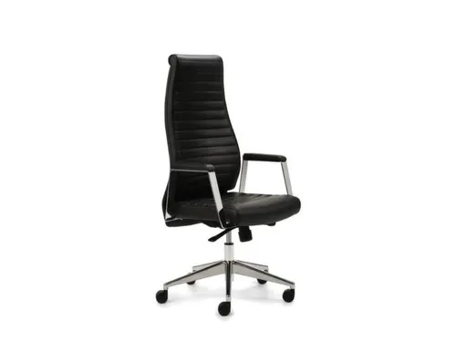 Bureaustoel Zwart Zitting 430-530x500x480mm Echt Leder Synchroonmech.