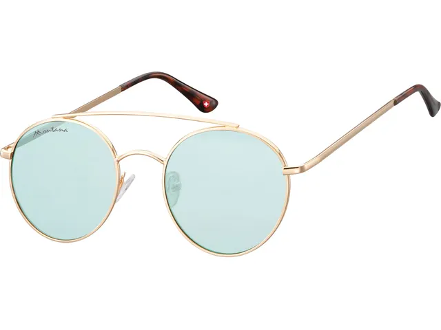 Zonnebril Montana met lichtgroen glas en metalen pootje goud