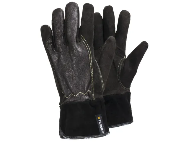 Tegera 32 hittebestendige lederen handschoenen, bruin/zwart, maat 13,