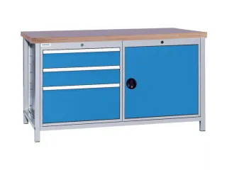 werkbank,HxBxD 860x1500x750mm,onderstel RAL5010,fronten RAL3020 - 1