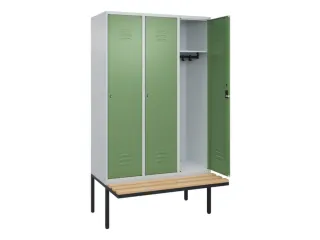 locker met bank,HxBxD 2120x1200x815mm,3vak,vak B 400mm,cil.-slot - 2