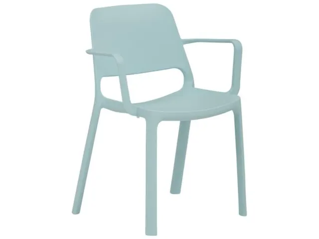 chaise empilable,4 pieds,a. accoudoirs,coque d’assise PP bleu ciel