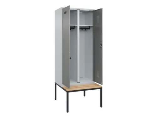 locker met bank,voor scheiding van kleding,HxBxD 2120x800x815mm,2vak