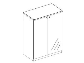 vitrinekast,HxBxD 825x800x445mm,1xhouten vloer,2 OH,MP-lichtgrijs - 1