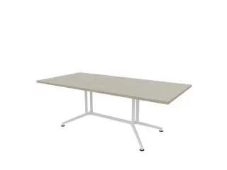 vergadertafel,HxBxD 740x2100x1000mm,rechthoekig,V-vormonderstel wit - 1
