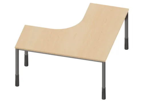 In hoogte verstelbaar bureau in vrije vorm,NE-esdoorn