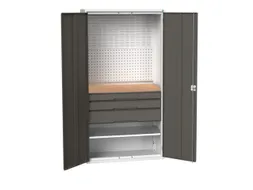 Systeemkast 2000x1050x550mm 1xlegbord 3laden RAL7035+RAL7016