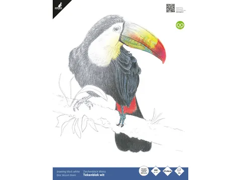 Tekenblok Kangaro 27x36cm, 200 grams, 20 vel, wit, fijne korrel, kopge