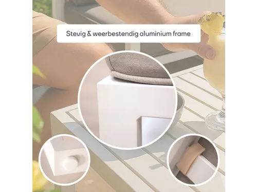 Loungeset aluminium Wit/Grijs 8-zits tuinset met bijzettafel