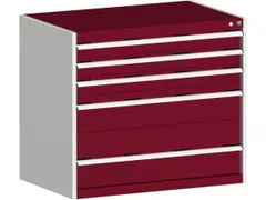 ladekast HxBxD 900x1050x650mm 5 laden romp Ral7035 front Ral3004 staal