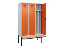 locker met bank,voor scheiding van kleding,HxBxD 2120x1200x815mm,3vak