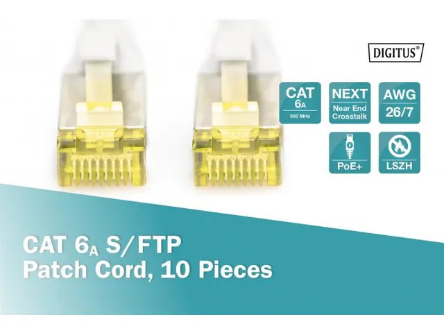 CAT 6A S-FTP patchkabel Cu LSZH AWG 26/7 Lengte 0,25m 10 stuks Grijs