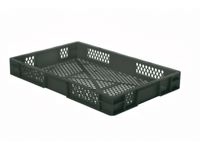 Euronorm-Stapelbak 14.5l 75x 600x 400mm Wanden/Bodem Opengewerkt Grijs