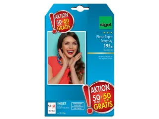 inkjetfotopapier Sigel 10x15cm wit hoogglans 195 gram 50+50 vel gratis - 1