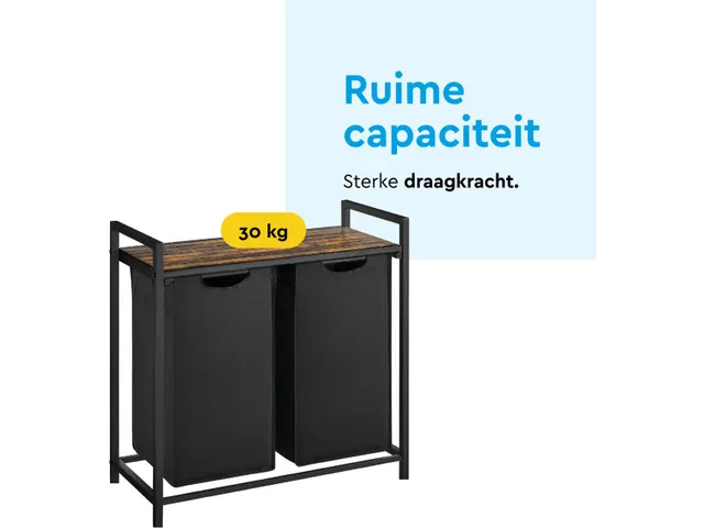 BRASQ Wasmand 2 vakken Zwart LB200