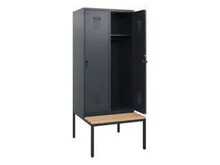 locker met bank,HxBxD 1950x800x815mm,2vak,vak B 400mm,draaigrendel - 1