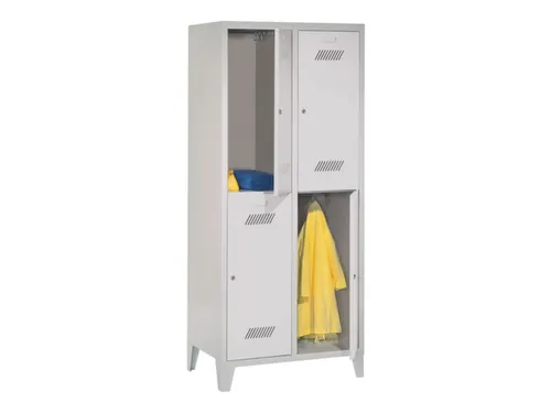 dubbeldekse locker,HxBxD 1850x800x500mm,2x2vak.,RAL7035,front RAL7035