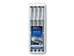 Fineliner Staedtler Pigment 308 Zwart Set 4stuks 0.1-0.7mm