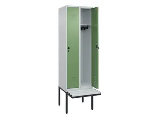 locker met bank,HxBxD 2120x600x815mm,2vak,vak B 300mm,draaigrendel - 2