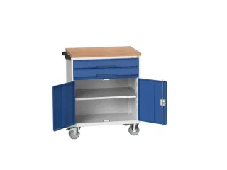 gereedschapswagen 980x800x600mm multiplexblad 2 laden+kast, RAL5010 - 1