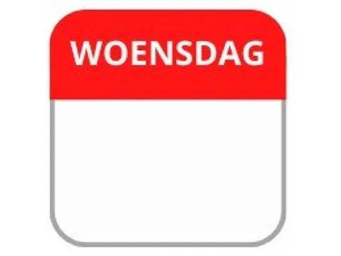LabelLORD PL Dagetiket Woensdag 25x25mm Rood Flushlabel 1000 stuks