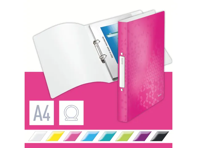 Ringband Leitz WOW A4 2-rings O-mech 25mm PP roze