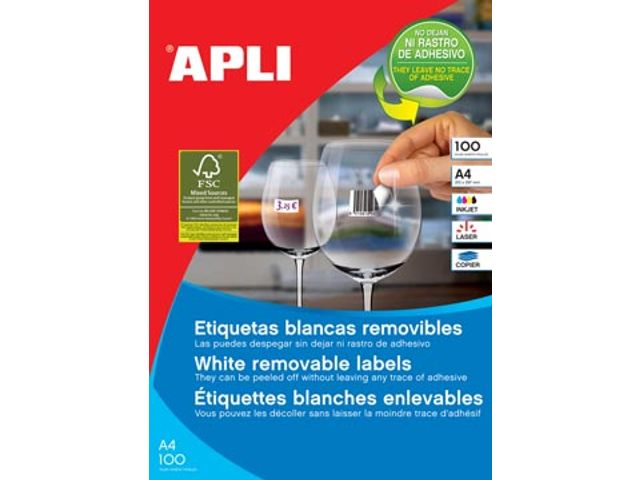Apli Afneembare Witte Etiketten 210x297mm | ApliLabels.nl