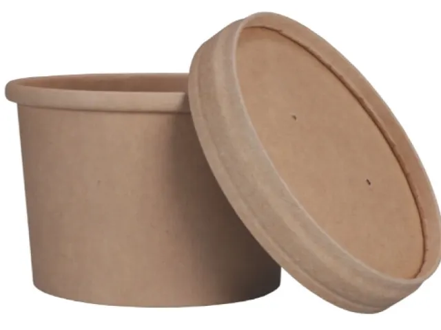 Soepbeker met deksel Karton met PP 236ml bruin doos 20x25 Stuks