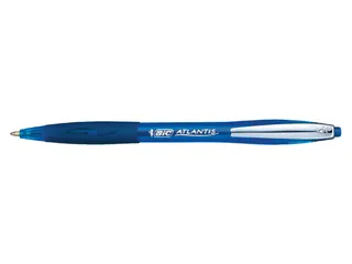 Balpen Bic Atlantis soft metalen clip clic medium blauw - 2