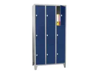 lockerkast,HxBxD 1850x900x500mm,3x3vakken,RAL7035,front RAL5010 - 2